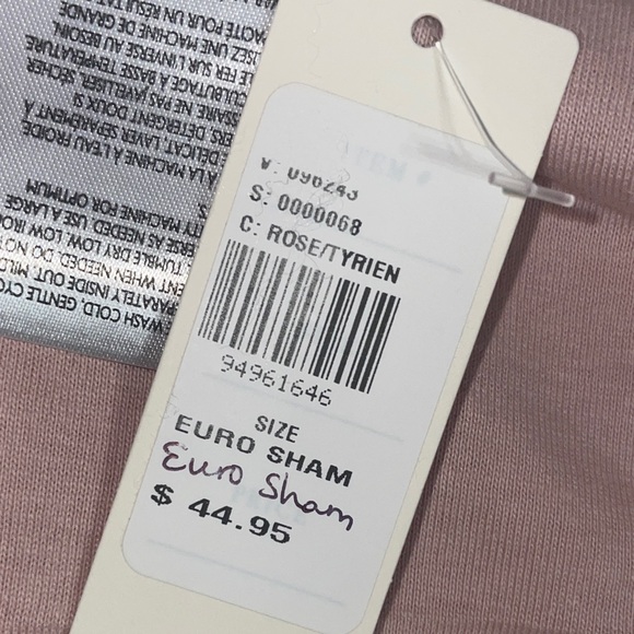 Anthropologie COTTON JERSEY CHANNEL-STITCH QUILTED EURO SHAM IN PINK NWT - Picture 5 of 6